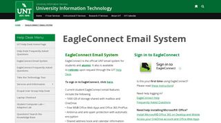 EagleConnect Email System | University Information ... - UIT - UNT