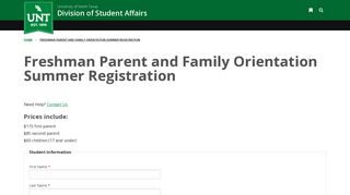 Freshman Parent and Family Orientation Summer Registration ...
