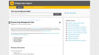 Brewery Page Management Tools : Untappd App Support