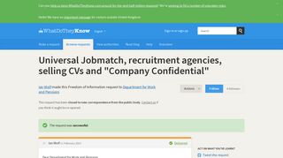 Universal Jobmatch, recruitment agencies, selling CVs and 