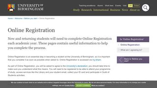 Online Registration - University of Birmingham
