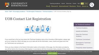 UOB Contact List Registration - University of Birmingham