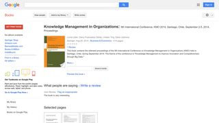 Knowledge Management in Organizations: 9th International Conference, ...