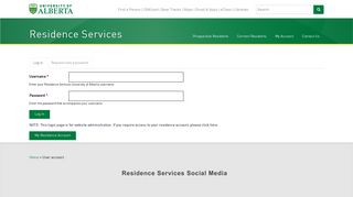 User account | Residence Services University of Alberta