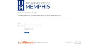 Welcome to University of Memphis - Libraries Shiftboard Login Page