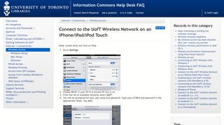 Connect to the UofT Wireless Network on an iPhone/iPad/iPod Touch