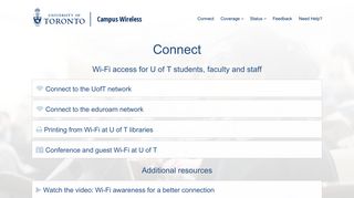 Connect - Campus Wireless - University of Toronto
