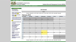 UG-Calendar - University of Guyana - Current Students Login ...