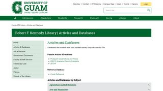 Articles and Databases | University of Guam