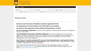 University of Manitoba - Residence Portal