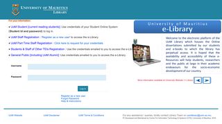 Sign in to e-Library portal - University of Mauritius
