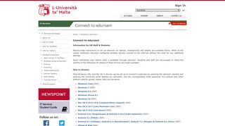Connect to eduroam - IT Services - University of Malta