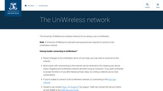 UniWireless - The wireless networks - University of Melbourne