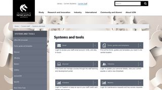 Systems and tools / Current staff / The University of Newcastle, Australia