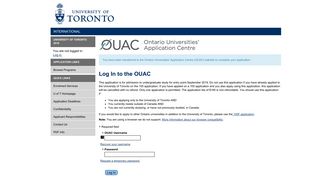 Apply online at OUAC (U of T International Application)