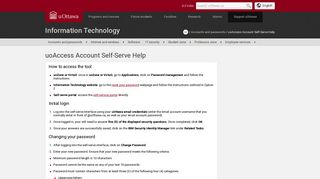 uoAccess Account Self-Serve Help - Information Technology - uOttawa