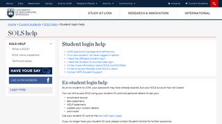 Student login help - SOLS help @ UOW