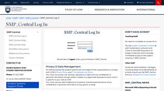 SMP_Central Log In - SMP_Central @ UOW
