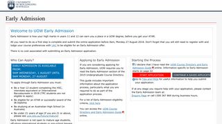 Early Admission - University of Wollongong - UOW