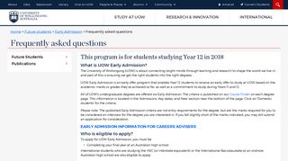 Frequently asked questions - Future students @ UOW