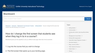How do I change the first screen that students see when they log in to ...