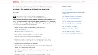 How to file an online FIR in Uttar Pradesh - Quora