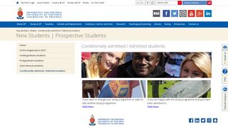 Conditionally admitted / Admitted students - University of Pretoria