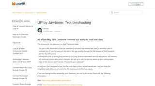 UP by Jawbone: Troubleshooting – Lose It! Support