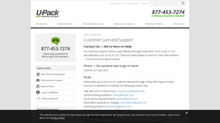 Customer Care and Support | U-Pack