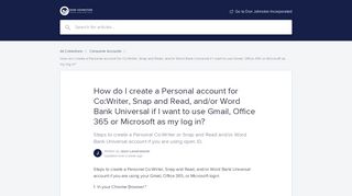 How do I create a Personal account for Co:Writer, Snap and Read ...