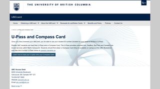 U-Pass and Compass Card | UBC Card