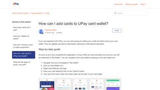 How can I add cards to UPay card wallet? – UPay Customer Support