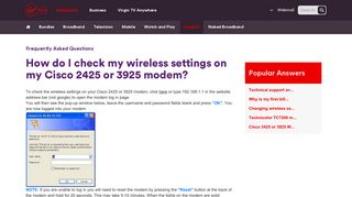 Cisco 2425 or 3925 Wireless Settings - Virgin Media Ireland