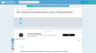 Log In; Change Password - Upc Cablecom Connect Box Manual ...