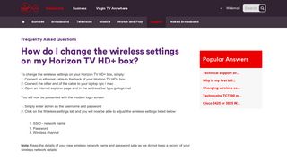 Changing wireless settings on the Horizon TV HD+ box - Virgin Media ...