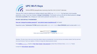 UPC Wi-Fi Keys