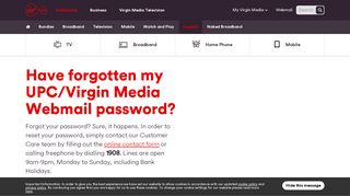 Webmail password | Virgin Media Ireland