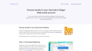How to snooze emails in your Upcmail.nl (Ziggo Mail) email account