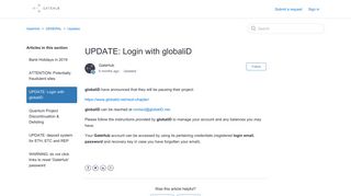 UPDATE: Login with globaliD – GateHub