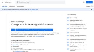 Change your AdSense sign-in information ... - Google Support