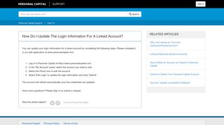 How do I update the login information for a linked account? – Personal ...