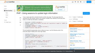 PHP - Using sessions to update login information - Stack Overflow