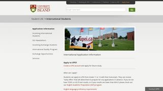 International Application Information | Student Life | UPEI