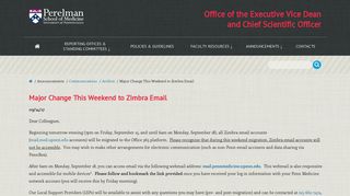 Major Change This Weekend to Zimbra Email | Office of the Executive ...