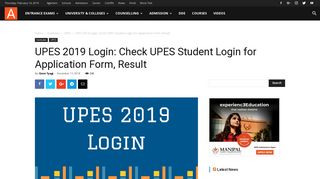 UPES 2019 Login: Check UPES Student Login for Application Form ...
