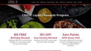 Loyalty Rewards Program | CRAVE American Kitchen & Sushi Bar