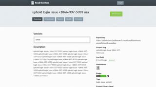 uphold login issue +1866-337-5033 usa | Read the Docs