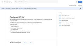Find your UPI ID - Google Pay Help - Google Support