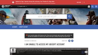 I Am Unable to Access My Ubisoft Account - Ubisoft Support