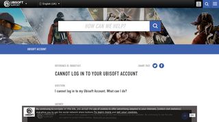 Cannot Log in to your Ubisoft Account - Ubisoft Support